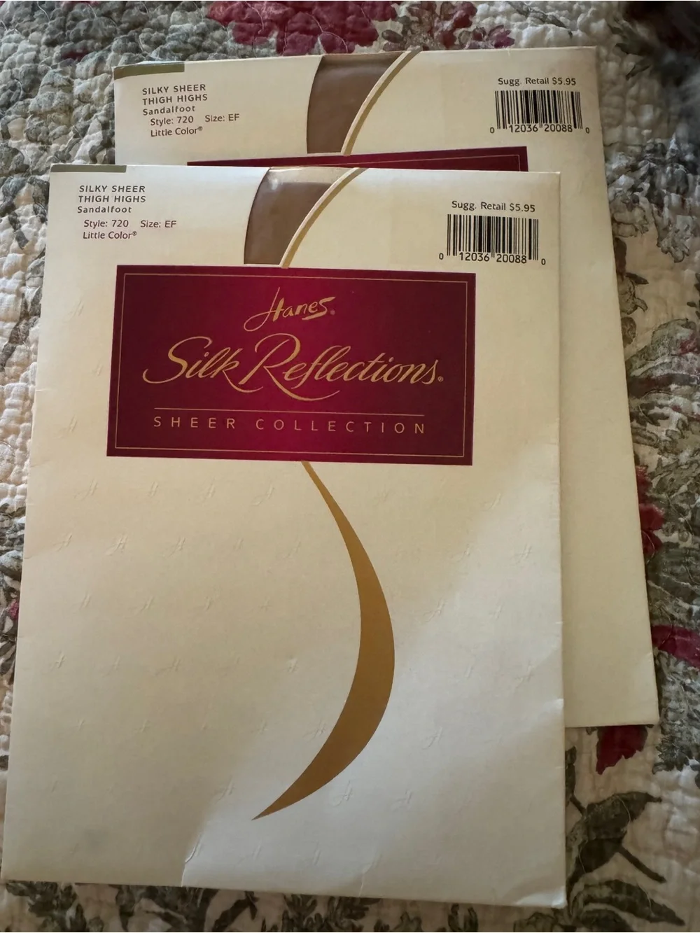 Vintage Hanes Silk Reflections Two Bundle Silky Sheer Thigh Highs Sandalfoot NEW